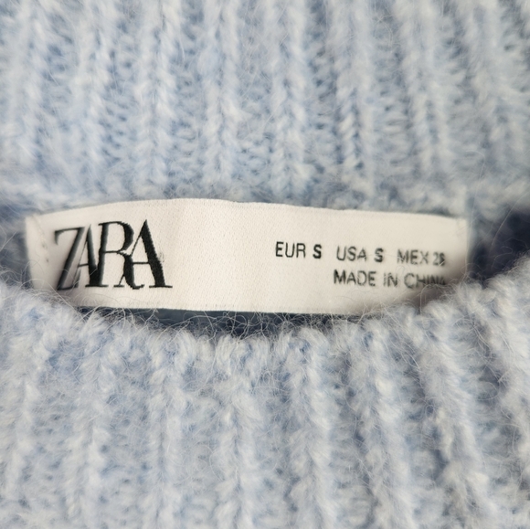 Zara Cable Knit Sweater Vest Preppy Cozy Wool Alpaca Blend Light Blue Small - Picture 11 of 13
